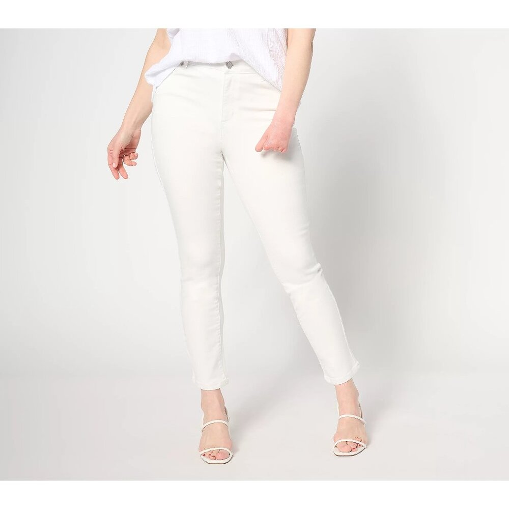 Dennis Basso Regular Colored Twill Ankle Jean Women Size 8 White Minimalist New